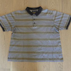 Jantzen Premier Golf Grey/Brown Horizontal Zig-Zag Medium Polo